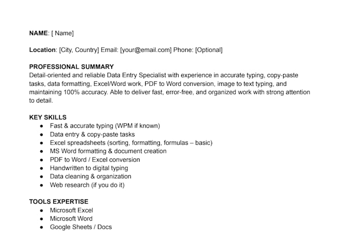 do accurate data entry and format handwritten document to typed